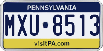 PA license plate MXU8513