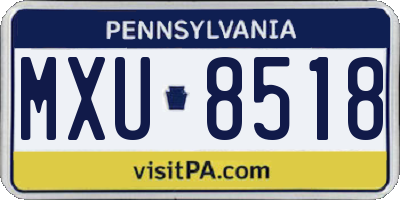 PA license plate MXU8518