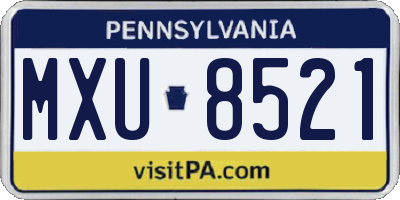 PA license plate MXU8521