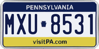 PA license plate MXU8531