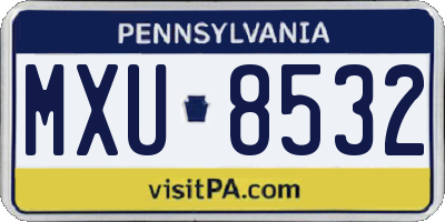 PA license plate MXU8532