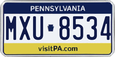 PA license plate MXU8534