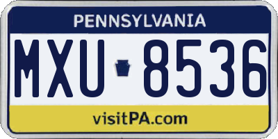 PA license plate MXU8536