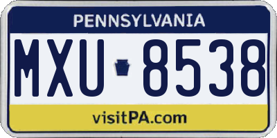 PA license plate MXU8538