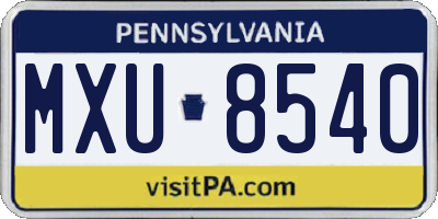 PA license plate MXU8540