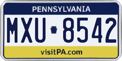 PA license plate MXU8542