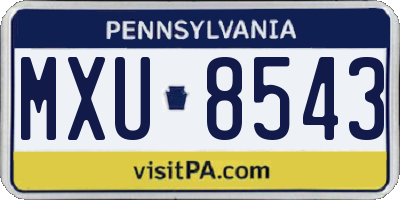 PA license plate MXU8543