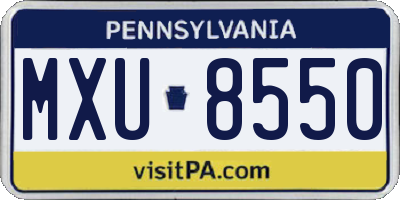 PA license plate MXU8550