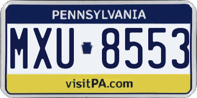 PA license plate MXU8553
