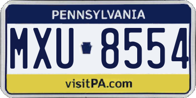 PA license plate MXU8554