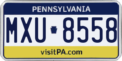 PA license plate MXU8558