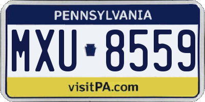 PA license plate MXU8559