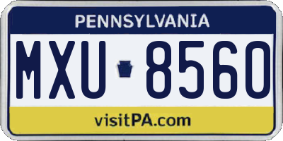 PA license plate MXU8560