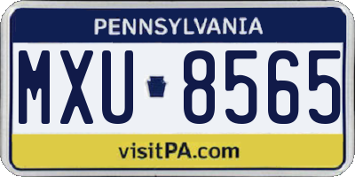 PA license plate MXU8565