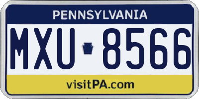 PA license plate MXU8566