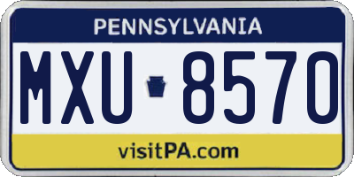 PA license plate MXU8570