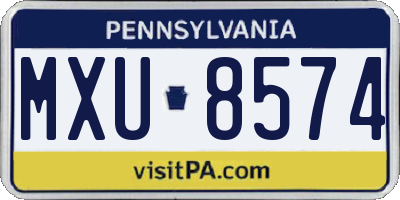 PA license plate MXU8574