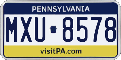 PA license plate MXU8578
