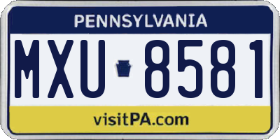 PA license plate MXU8581