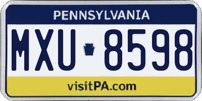 PA license plate MXU8598