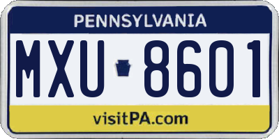 PA license plate MXU8601