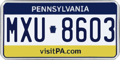 PA license plate MXU8603