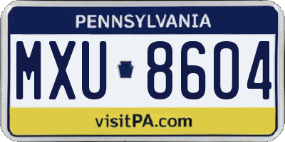 PA license plate MXU8604