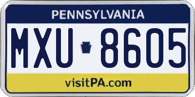 PA license plate MXU8605