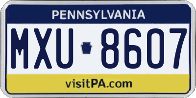PA license plate MXU8607