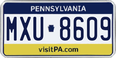 PA license plate MXU8609
