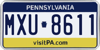 PA license plate MXU8611