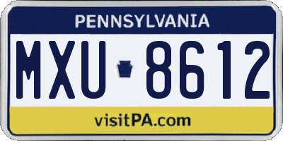 PA license plate MXU8612