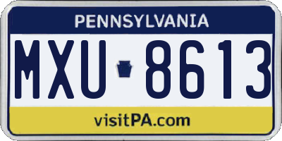 PA license plate MXU8613