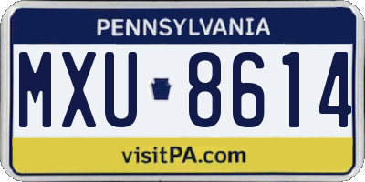 PA license plate MXU8614
