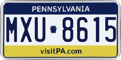PA license plate MXU8615
