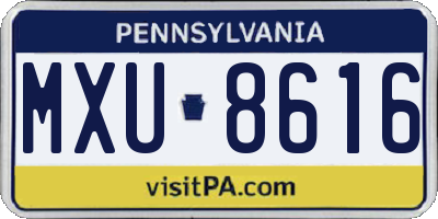 PA license plate MXU8616
