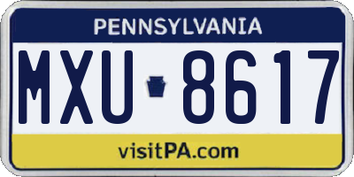PA license plate MXU8617