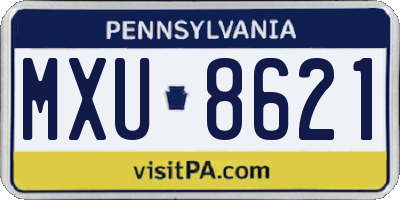 PA license plate MXU8621