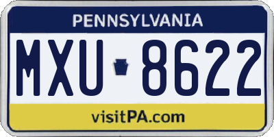PA license plate MXU8622