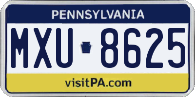 PA license plate MXU8625