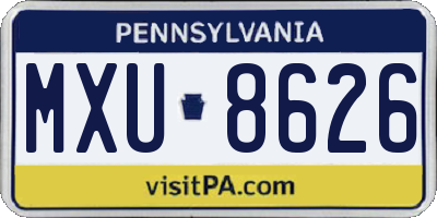 PA license plate MXU8626
