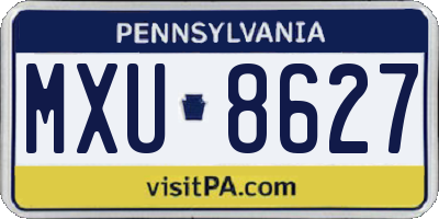 PA license plate MXU8627