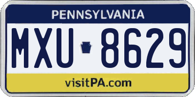 PA license plate MXU8629