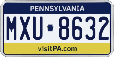 PA license plate MXU8632