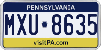 PA license plate MXU8635