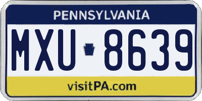 PA license plate MXU8639
