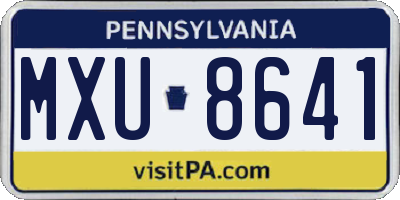 PA license plate MXU8641