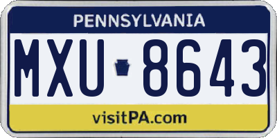 PA license plate MXU8643