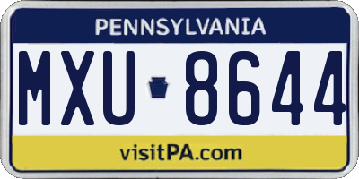 PA license plate MXU8644