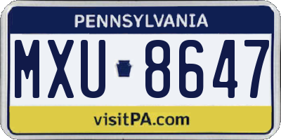 PA license plate MXU8647